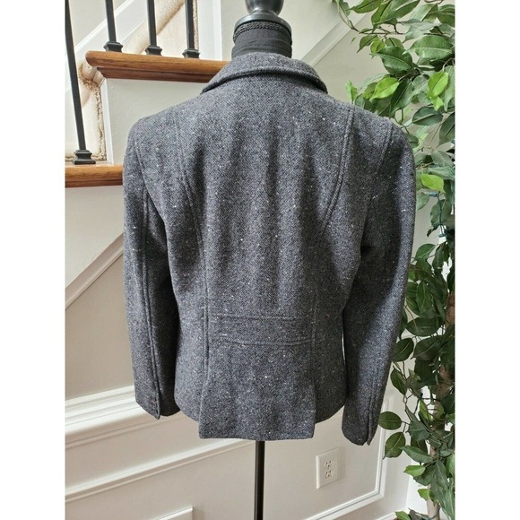 Liz Claiborne Women's Gray Wool & Nylon Long Sleeve 3 Buttons Fitted Blazer 8 - Picture 7 of 11